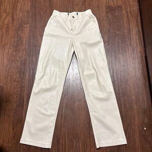 Hollister Women's Cream Straight Leg Faux Leather Pants